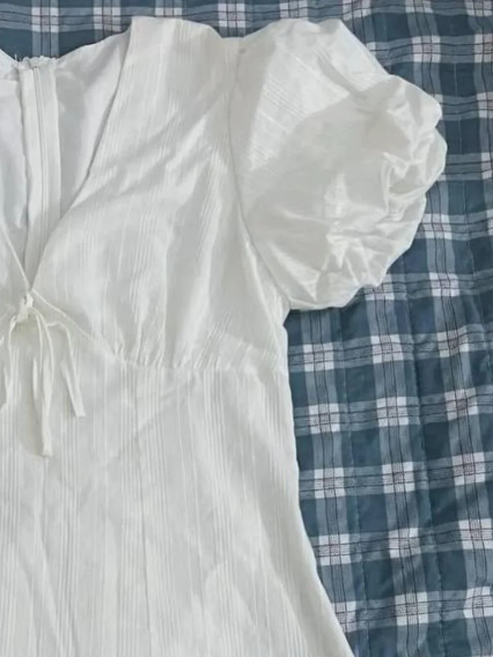 White Puff Sleeve Mini Dress - Picture 3 of 3